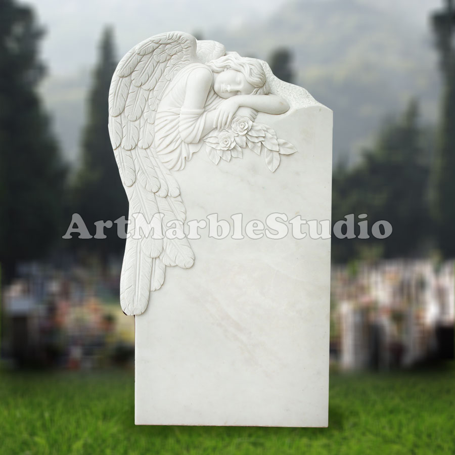 Надгробие спящий ангел на плите